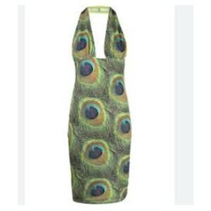 Victor Glemaud Women's Peacock Halterneck Dress Sz M NWT 298